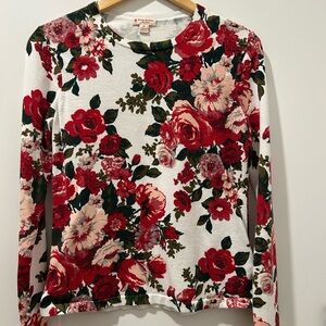 Brooks Brothers White Floral Spring Sweater
